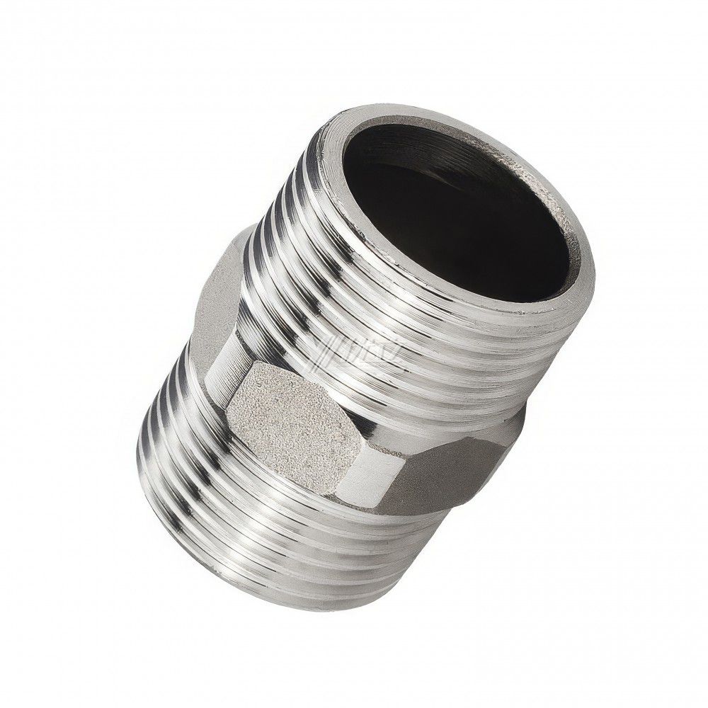YOULI Stainless Steel 304 SS316L BSP NPT Pipe Fitting  Hexagonal Double Male Threaded Ferrule