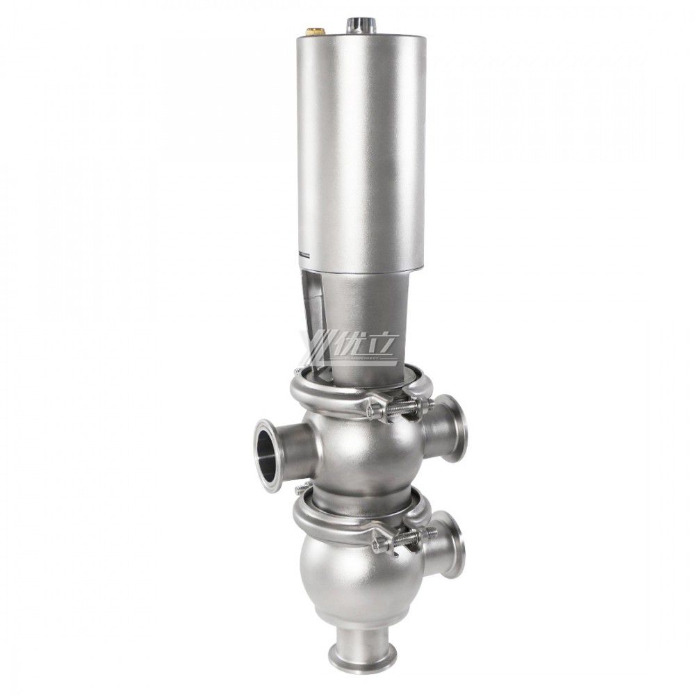 YOULI Hygienic Food Grade Sanitary Stainless Steel 304 316L Stop Pneumatic TL Type Tri Clamped  Reversing Divert Valve