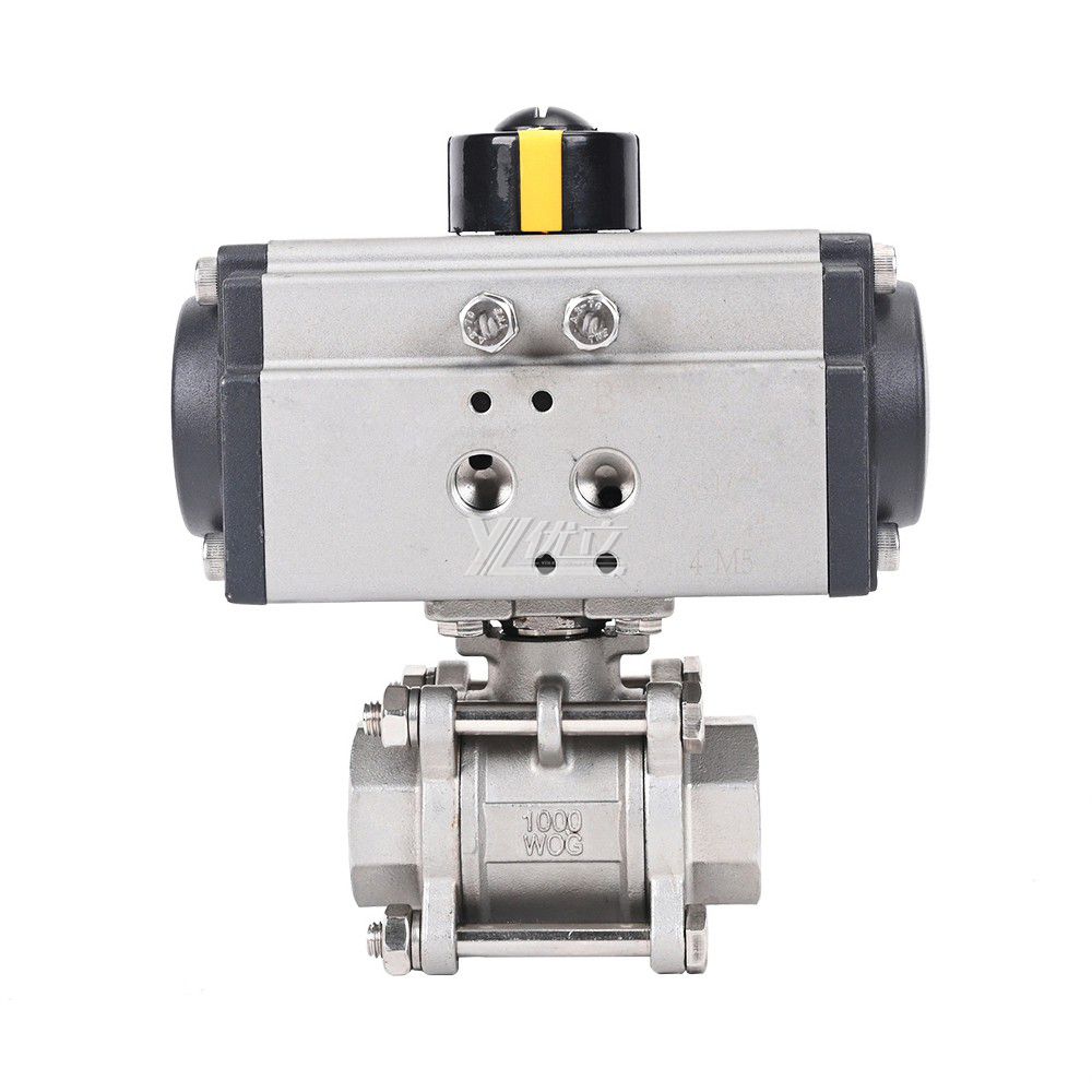 YOULI Durable Anti-leakage Two Way RC NPT BSP  PN16 Stainless Steel 304 316 Pneumatic Actuator 3-PC Thread Ball Valve