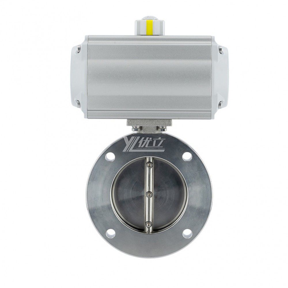 YOULI Stainless Steel 304 316 WCB Negative Pressure Pneumatic Actuator Performance GI Type High Vacuum Flanged Butterfly Valve