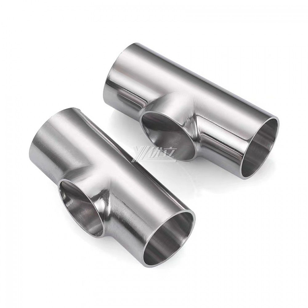 YOULI Hygienic Food Grade Sanitary Stainless Steel 304 SS316L 3A SMS DIN ISO Welded 3 Way Pipe Fitting Flat Welded Tee