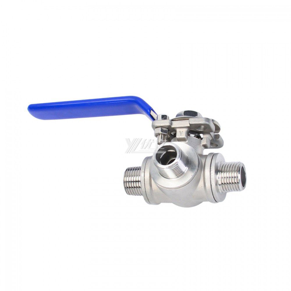 YOULI High Temperature ISO 5211 NPT BSP PN16 1000WOG Stainless Steel 304 316 L-port 3 Way Male Threaded Ball Valve