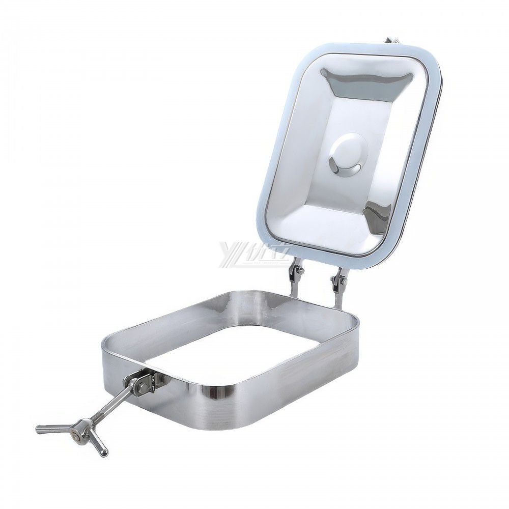 YOULI Hygienic Food Grade SS 304 316L Stainless Steel Cover Pressure Tanks Sanitary Single Lock Rectangular Manhole Manway