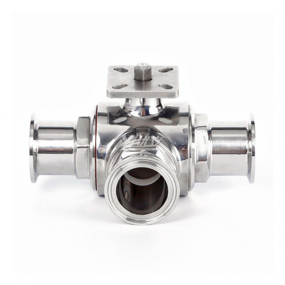 YOULI Hygienic Food Grade Sanitary Stainless Steel 304 316 Non Retention Manual 3 Way Tri Clamped Ball Valve