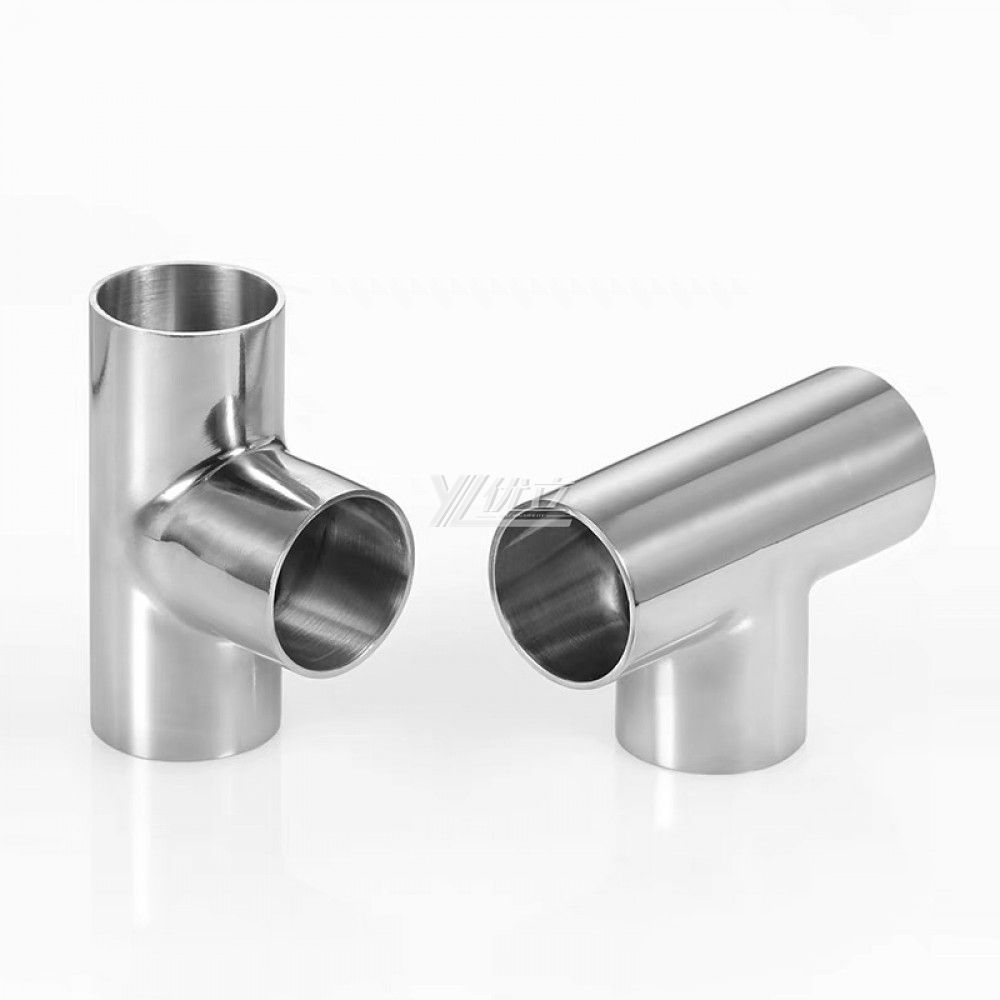 YOULI Hygienic Food Grade Sanitary Stainless Steel 304 SS316L 3A SMS DIN ISO Welded 3 Way Pipe Fitting Equal Welded Tee