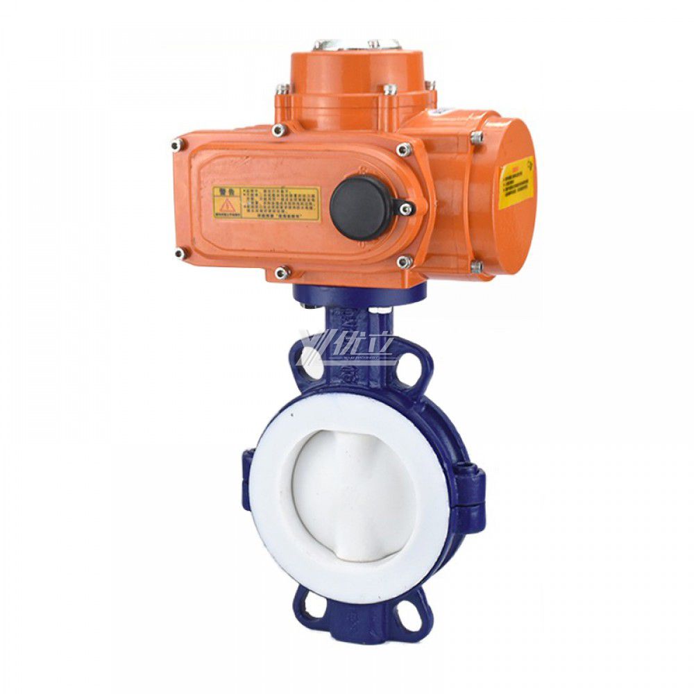 YOULI Stainless Steel 304 316 Pn16 Carbon Steel FEP F46 F4 PFA Fluorine Lined Motorized AC220V Electric Wafer Butterfly Valve