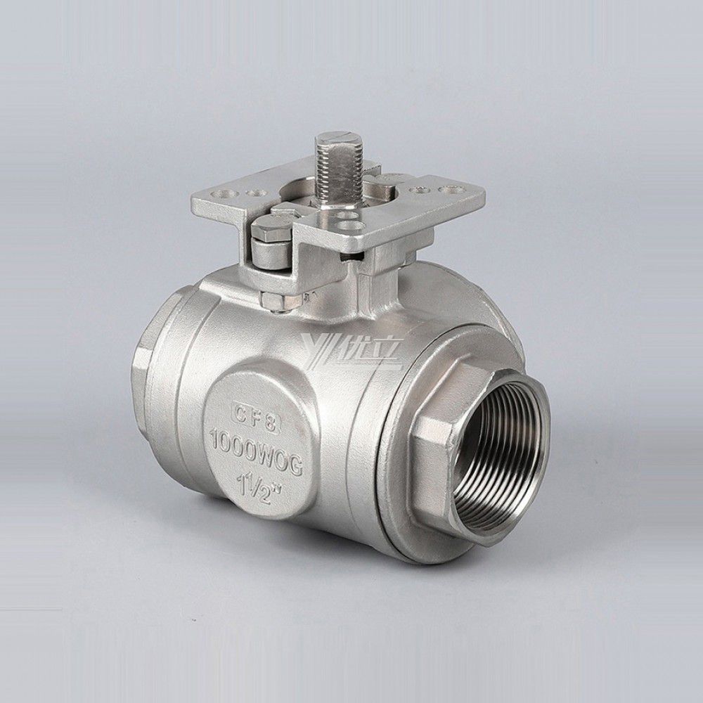 YOULI ISO 5211 NPT BSP 1.6mpa 1000WOG with Handle Lock 304 316 L-port Manual 3 Way Threaded Ball Valve