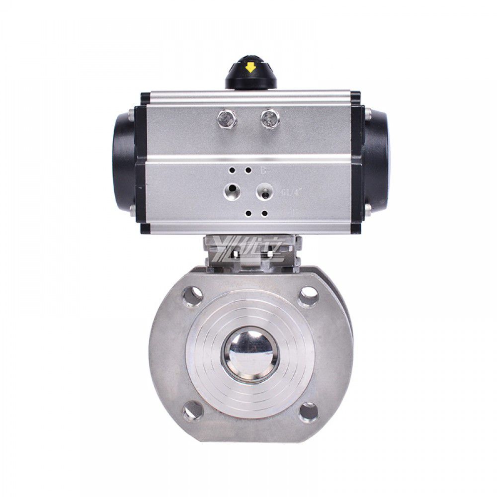 YOULI ANSI 150LB Jis 10k Pn16 304 316 Stainless Steel Flange Pneumatic Actuator Italy-type Thin Wafer Ball Valve