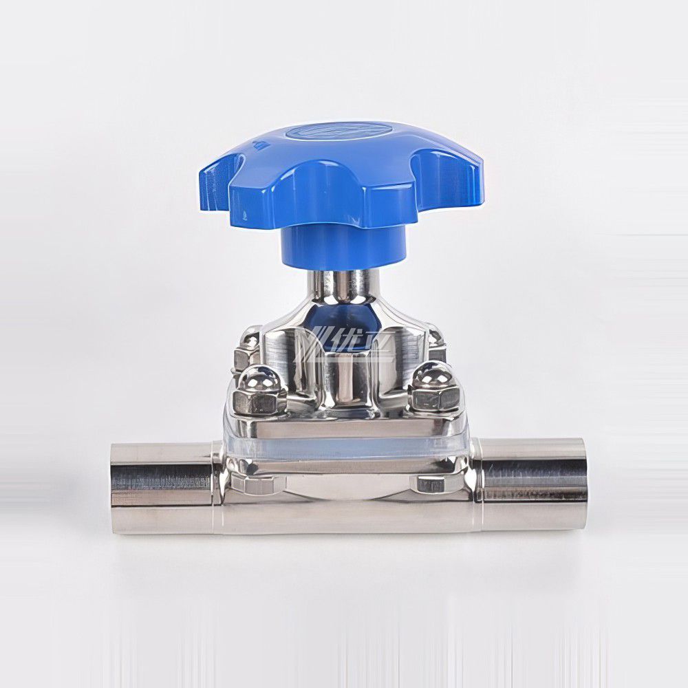 YOULI Hygienic Food Grade Sanitary Stainless Steel 316L Silicone Membrane Manual Straight Butt Welded Diaphragm Valve