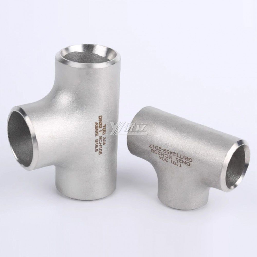 YOULI Industrial Shot Blasting Pickling Stainless Steel ANSI WCB 304 SS316L 3 Way Pipe Fitting Butt Welding Equal Tee