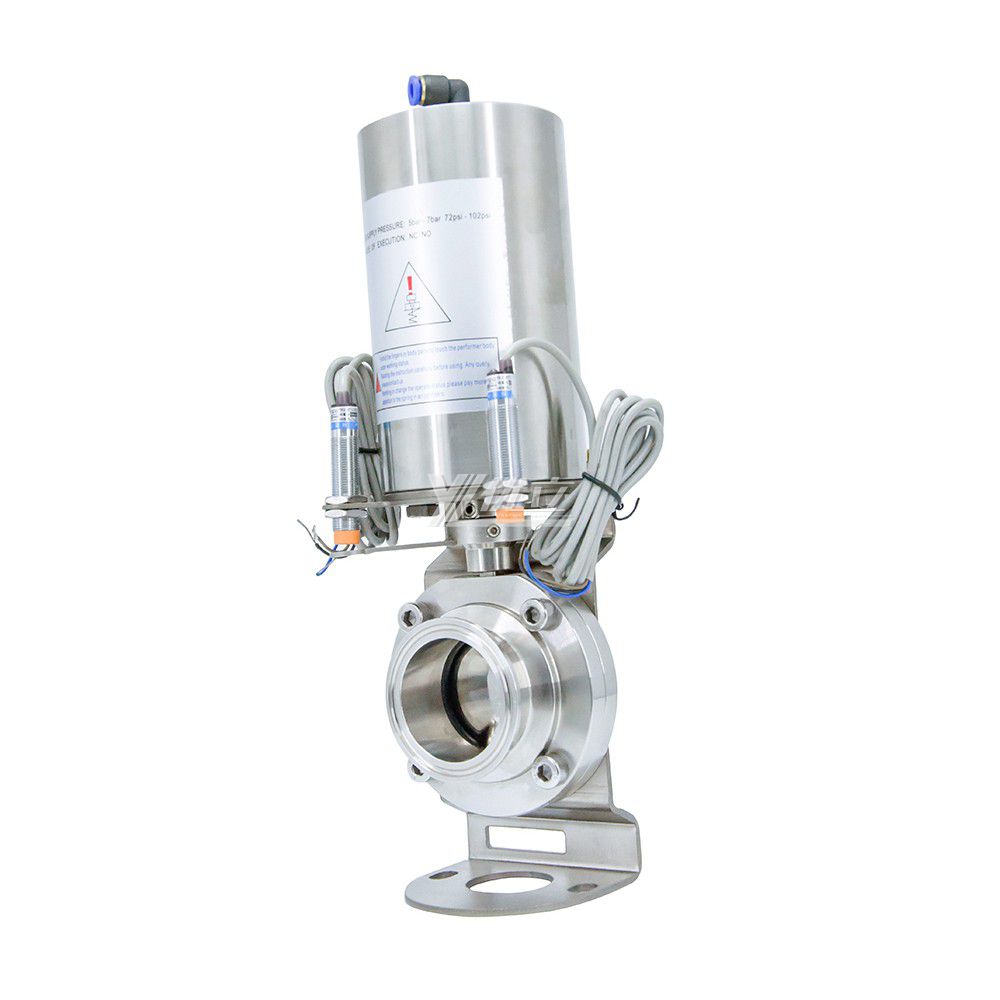 YOULI Hygienic Food Grade Stainless Steel 3A/SMS/DIN 304 316 Proximity Switch Sanitary Pneumatic Tri-Clover Butterfly Valve