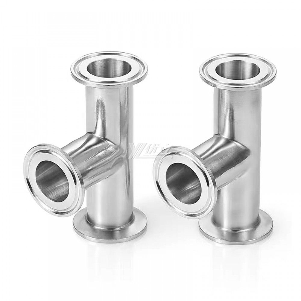 YOULI Hygienic Food Grade Sanitary Stainless Steel 304 SS316L 3A SMS DIN ISO Pipe Fitting Equal Clamped Tee
