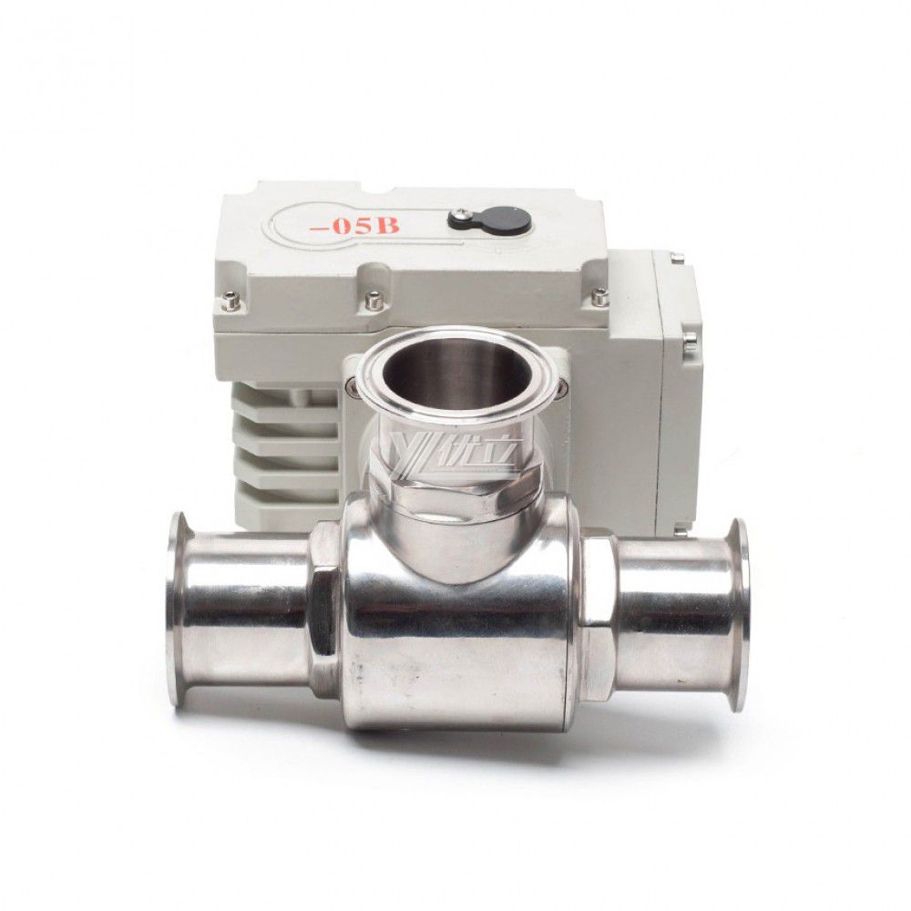 YOULI Hygienic Food Grade Sanitary Stainless Steel  304 316 Motorized AC220V Electric 3-way Tri Clamped Ball Valve