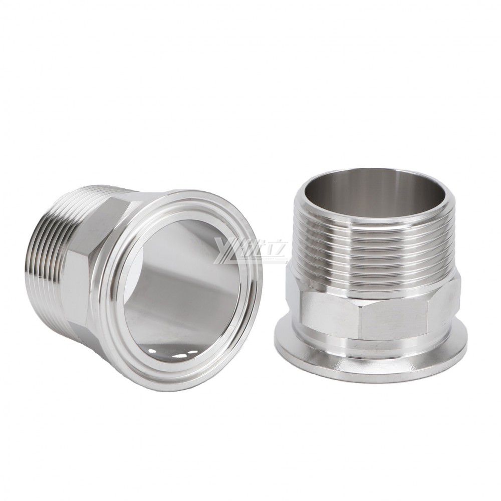 YOULI Stainless Steel 304 SS316L BSP NPT Pipe Fitting Hexagonal Male Thread Clamp Ferrule