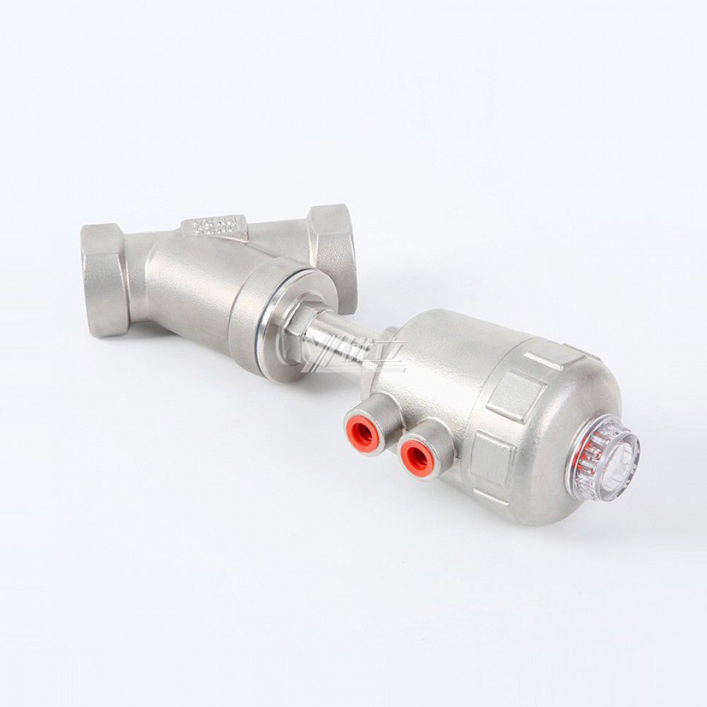 YOULI Premium High Temperature 1.6mpa 304 316 BSP NPT Stainless Steel Head Pneumatic Female Threaded Angle Seat Valve
