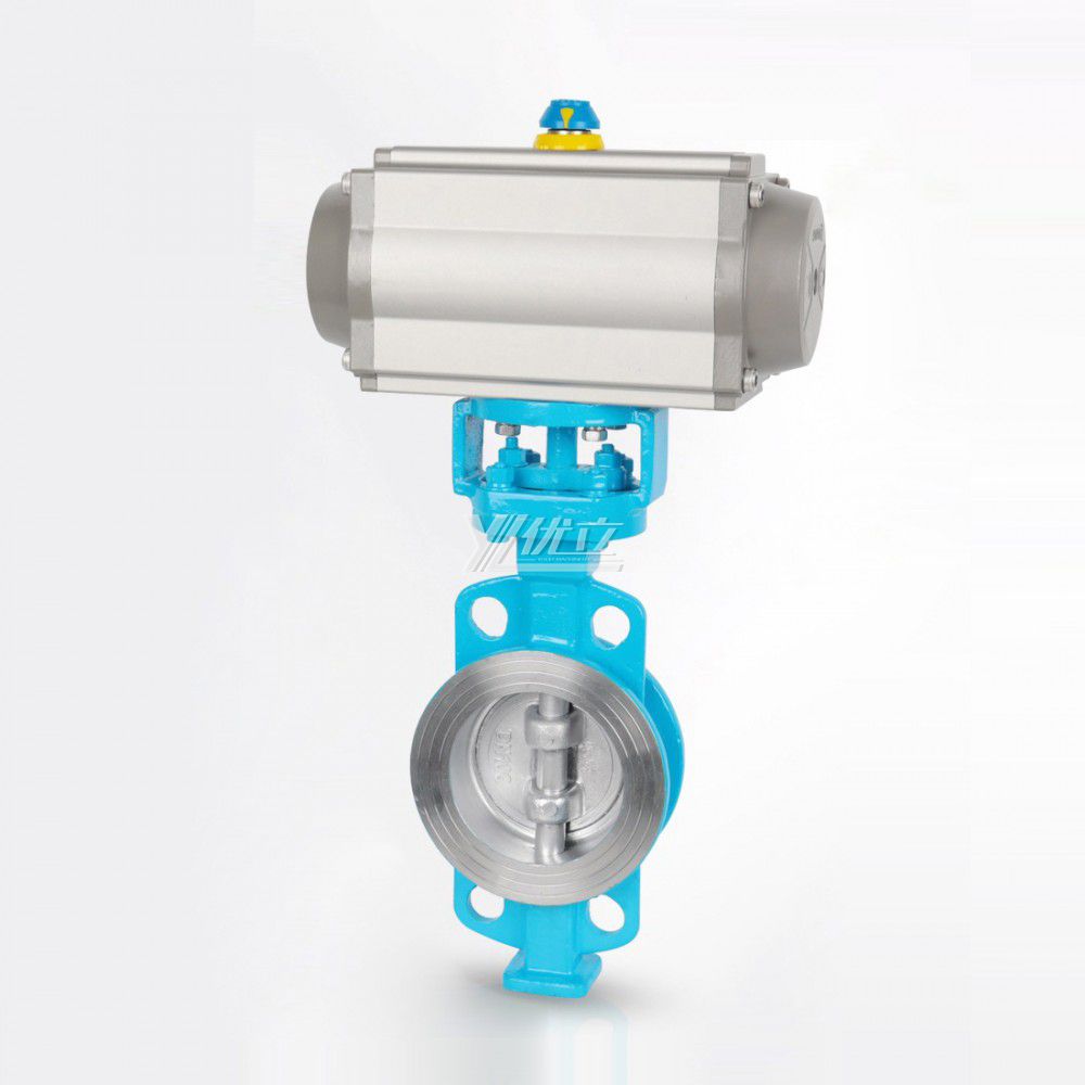 YOULI ANSI 150LB Stainless Steel 304 316 Pn16 WCB High Temperature Pneumatic Actuator Three Eccentric Flanged Butterfly Valve