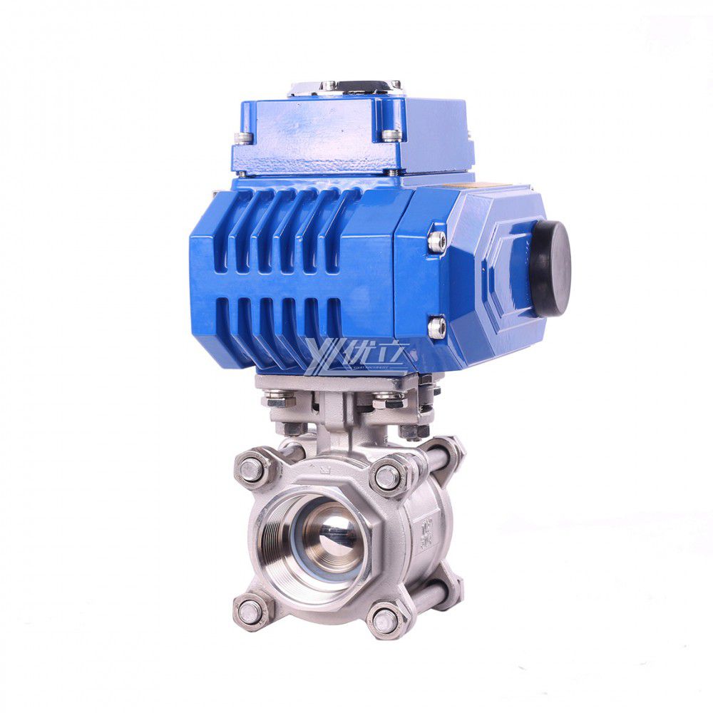 YOULI High Temperature NPT BSP 1.6mpa Stainless Steel 304 316 Motorized AC220V Electric Actuator 3 Piece Thread Ball Valve