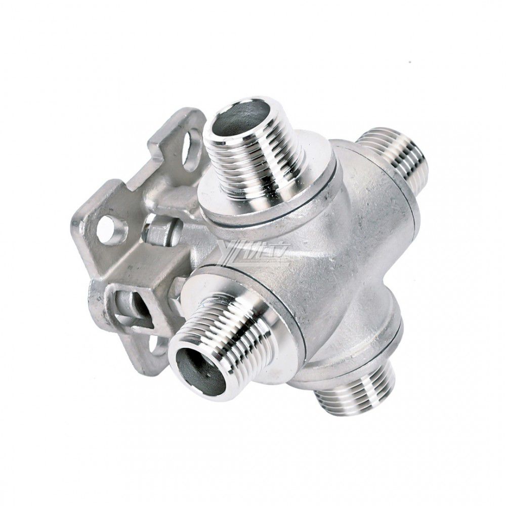 YOULI ISO 5211 RC NPT BSP PN16 1000WOG with Handle Lock Stainless Steel 304 316 LL-port 4 Way Male Threaded Ball Valve