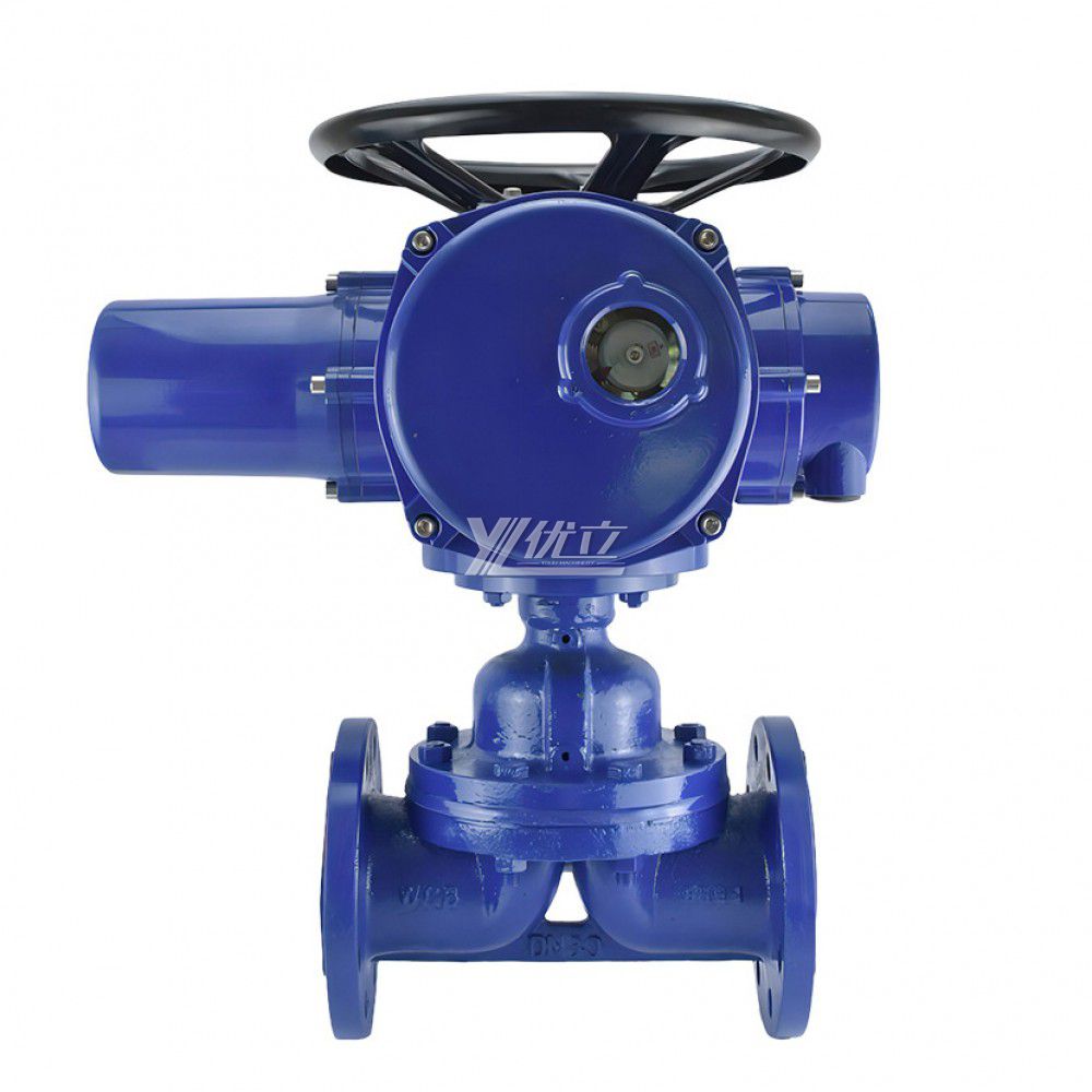 YOULI ANSI 150LB 304 316 1.6mpa WCB  4-20ma Motorized AC380V Rubber Lined Electric Flange Diaphragm Valve