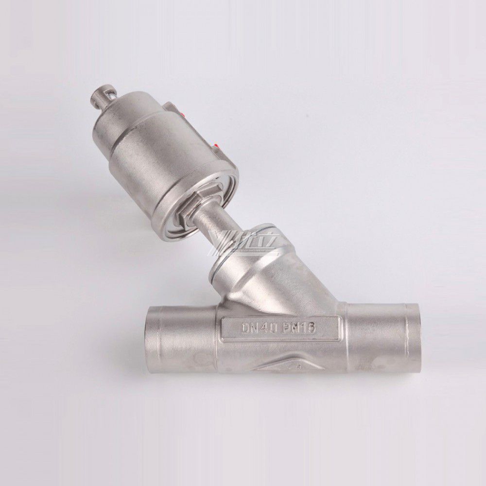 YOULI High Temperature Steam 1.6mpa 304 316  C Type Stainless Steel Head Pneumatic Butt Welded Angle Seat Valve