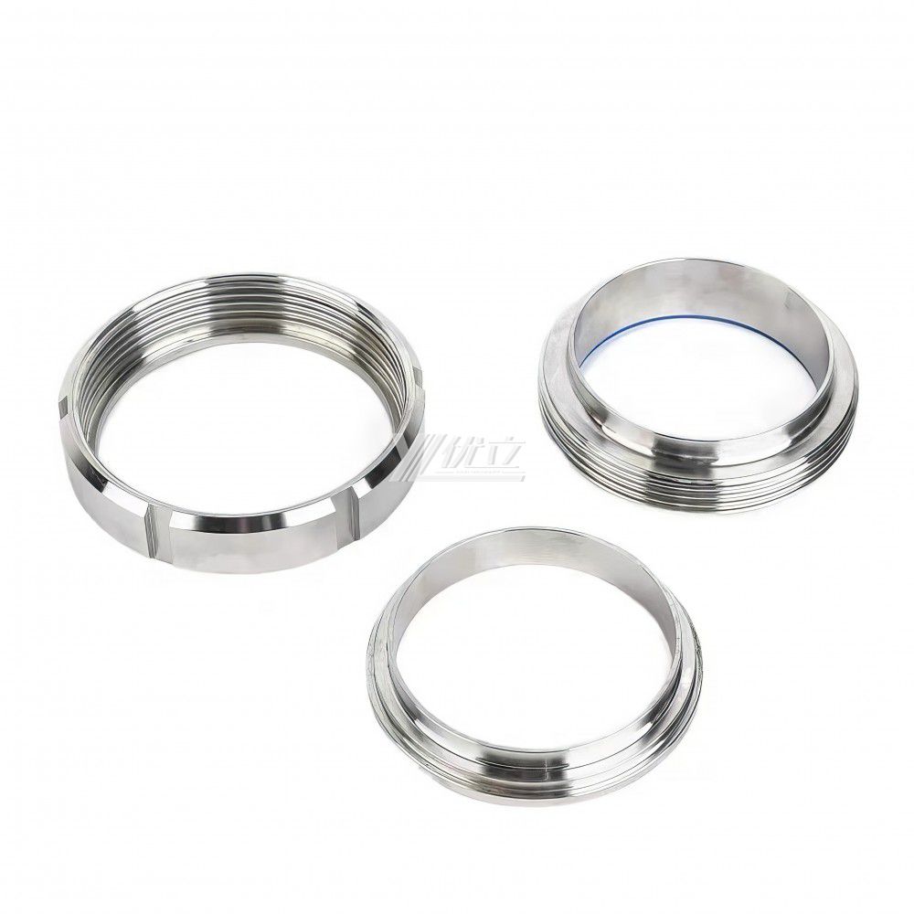 YOULI Hygienic Food Grade Sanitary Stainless Steel 304 SS316L Round Nut Pipe Fitting DIN 11851 Complete Sets Union