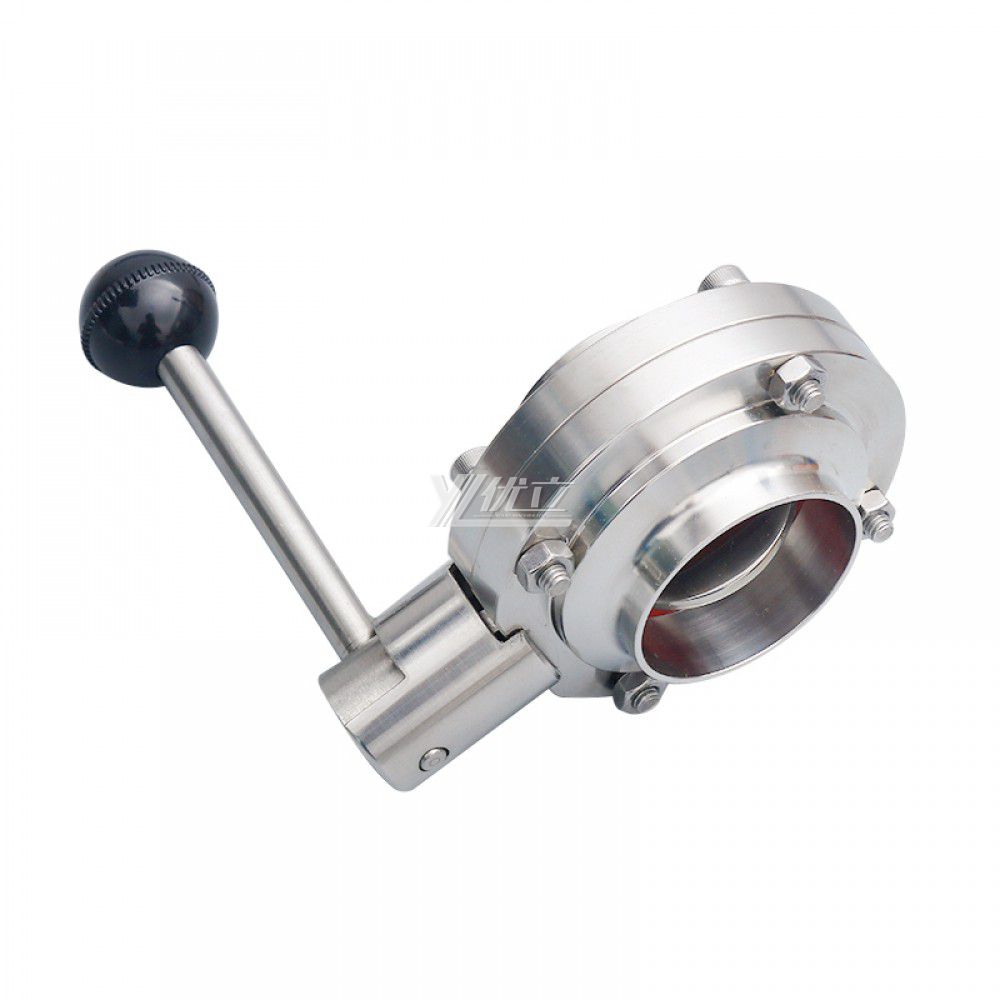 Stainless Steel SS304 Hygienic Weld Butterfly Valve with Multi-Position Handle