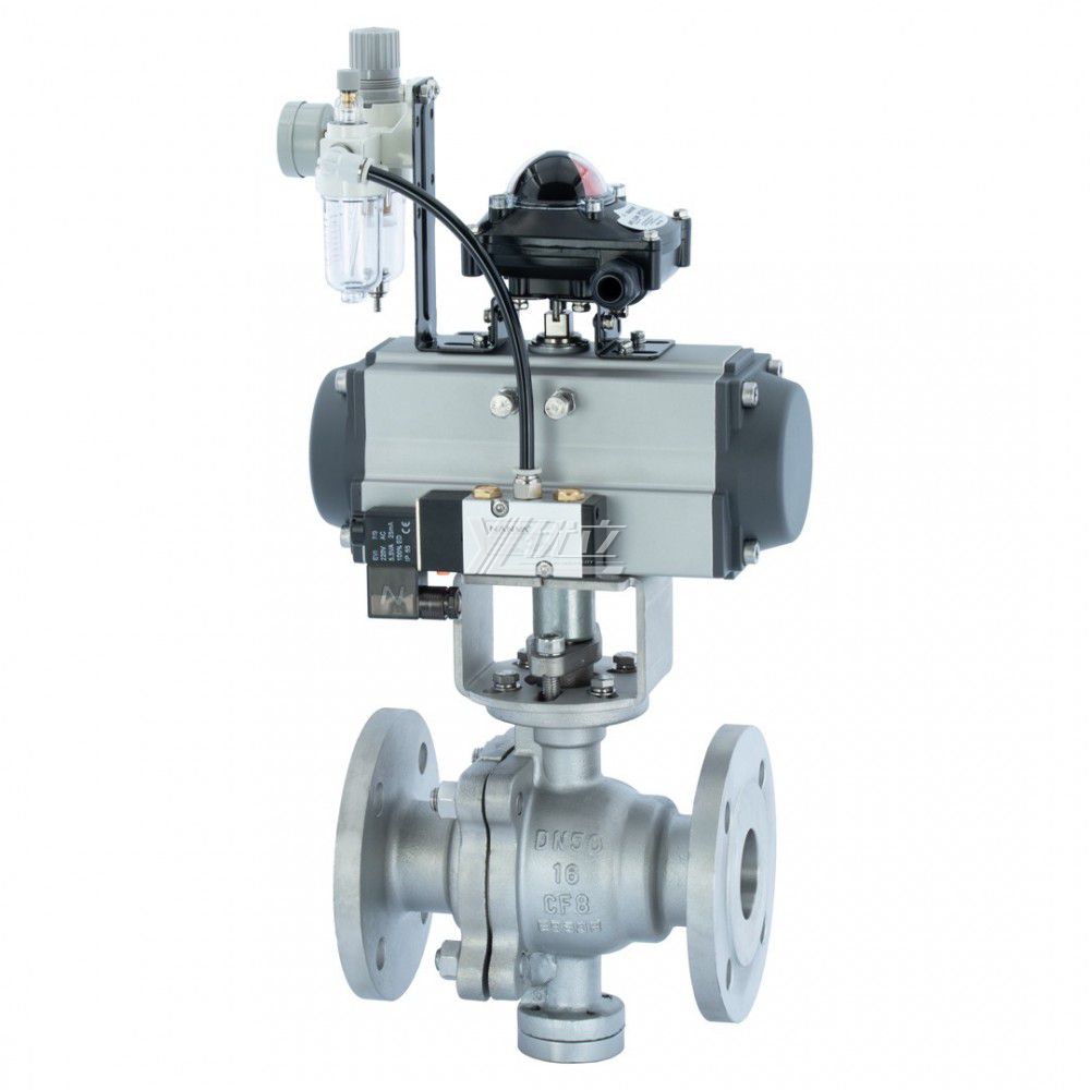 YOULI  High Temperature ANSI 150-300LB JIS 10K 304 316 Stainless Steel Pneumatic Actuator Fixed Flange Ball Valve