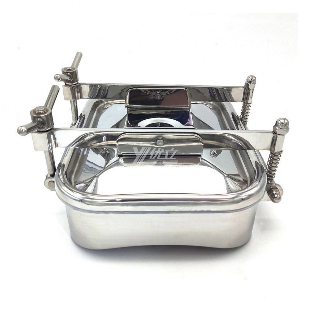 YOULI Hygienic Food Grade SS 304 316L Stainless Steel Cover Pressure Tanks Sanitary Double Lock Rectangular Manhole Manway