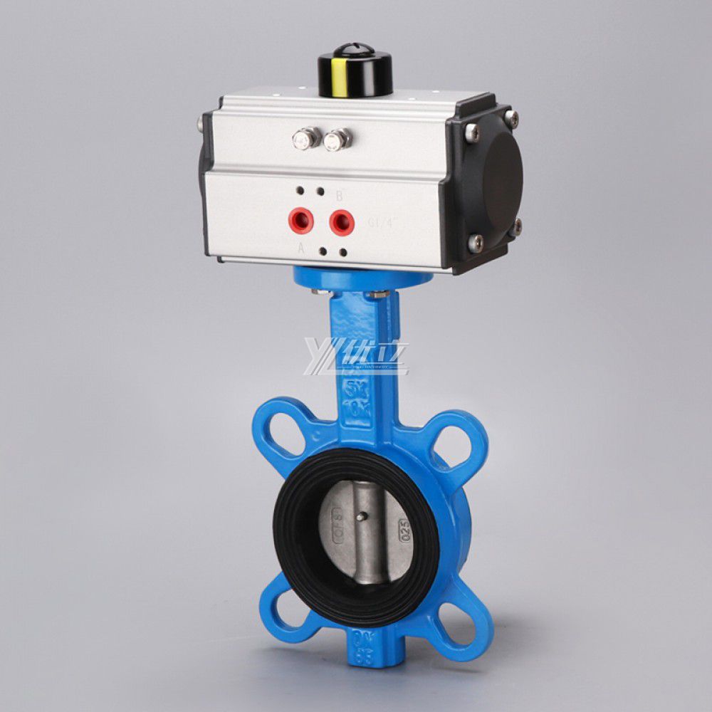 YOULI Stainless Steel ANSI 150LB 304 316 Cast Iron JIS 10K Pn10-16 PTFE EPDM Soft Seal Pneumatic Actuator Wafer Butterfly Valve