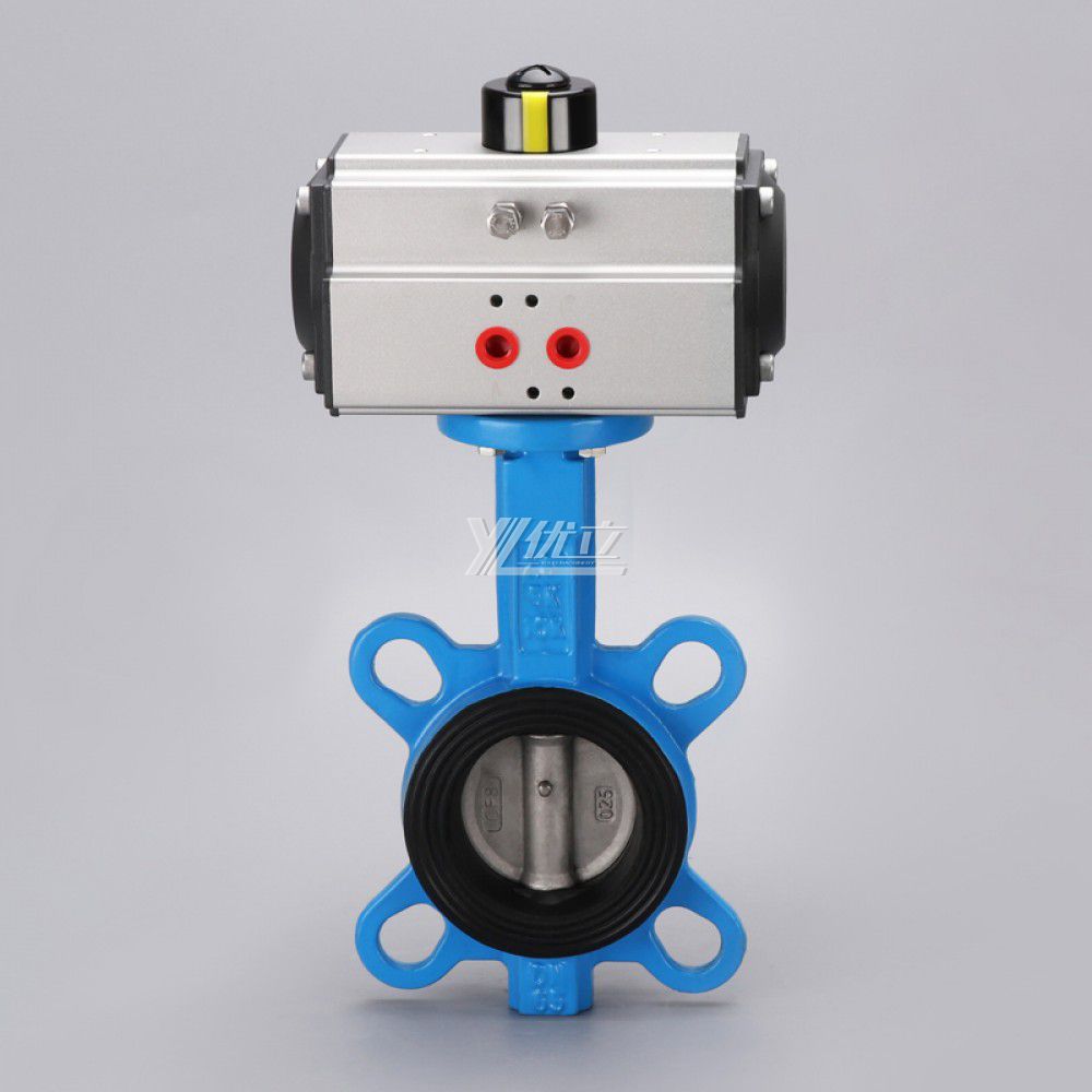 YOULI Stainless Steel ANSI 150LB 304 316 Cast Iron JIS 10K Pn10-16 PTFE EPDM Soft Seal Pneumatic Actuator Wafer Butterfly Valve