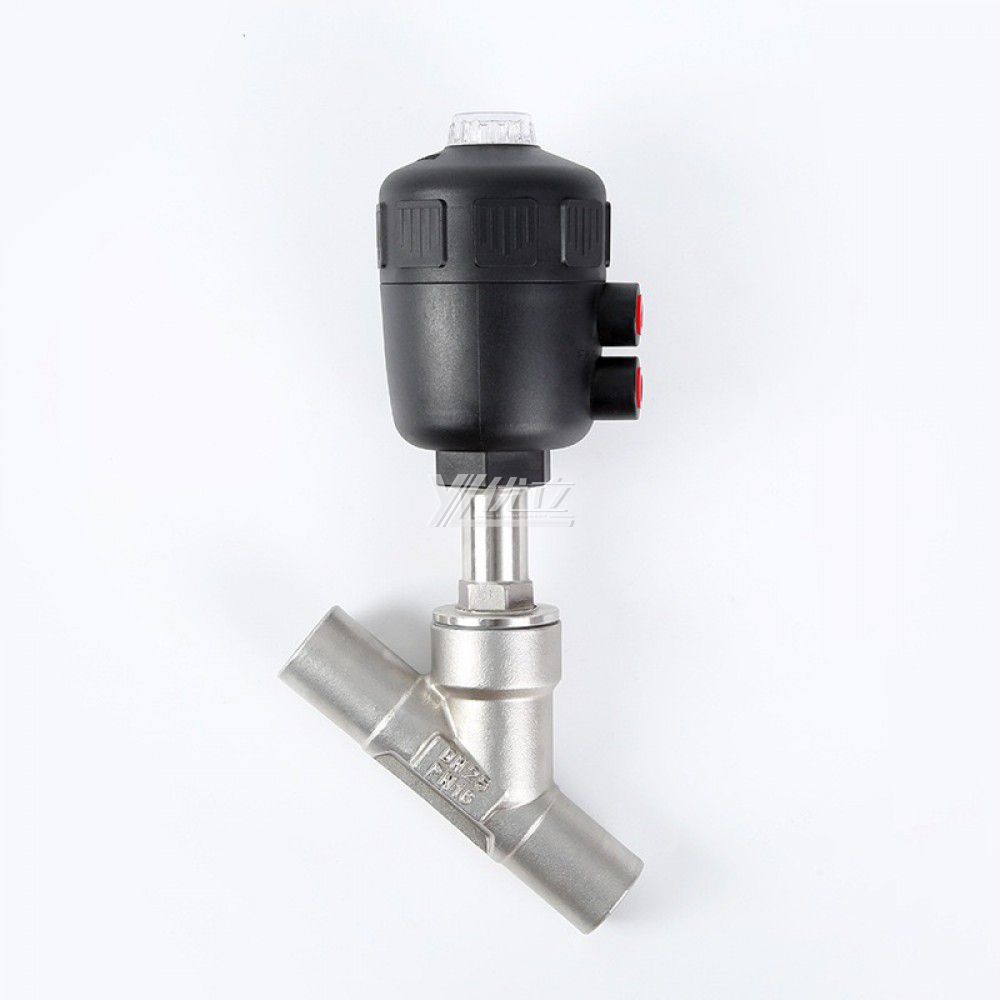 YOULI Stainless Steel High Temperature Steam 1.6mpa 304 316  Plastics Head Pneumatic Butt Welded Angle Seat Valve