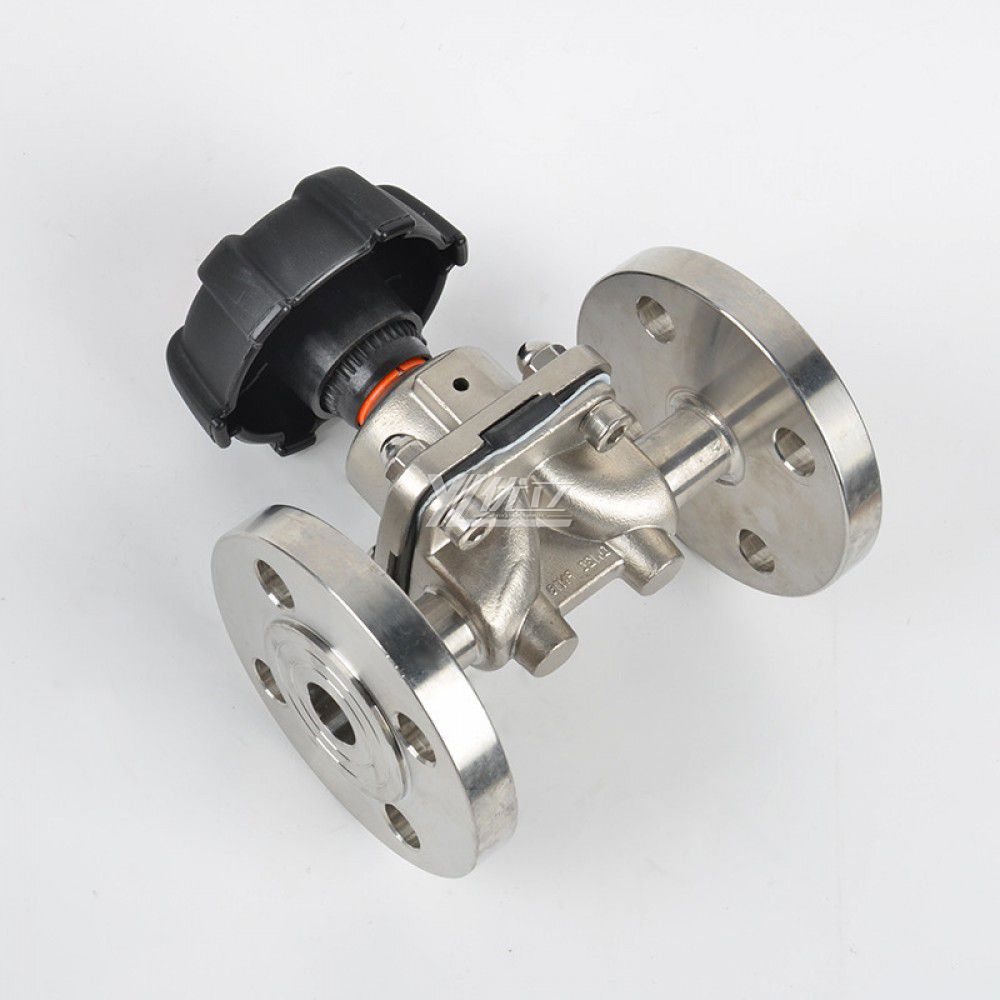YOULI Food Grade Sanitary Stainless Steel 316L Medicine Double Membrane Manual Straight Flange Diaphragm Valve