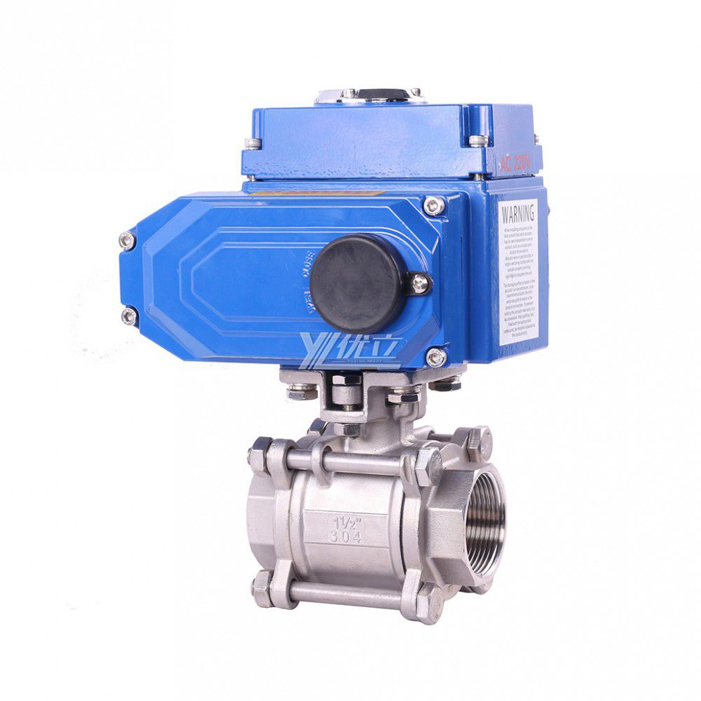 YOULI High Temperature NPT BSP 1.6mpa Stainless Steel 304 316 Motorized AC220V Electric Actuator 3 Piece Thread Ball Valve