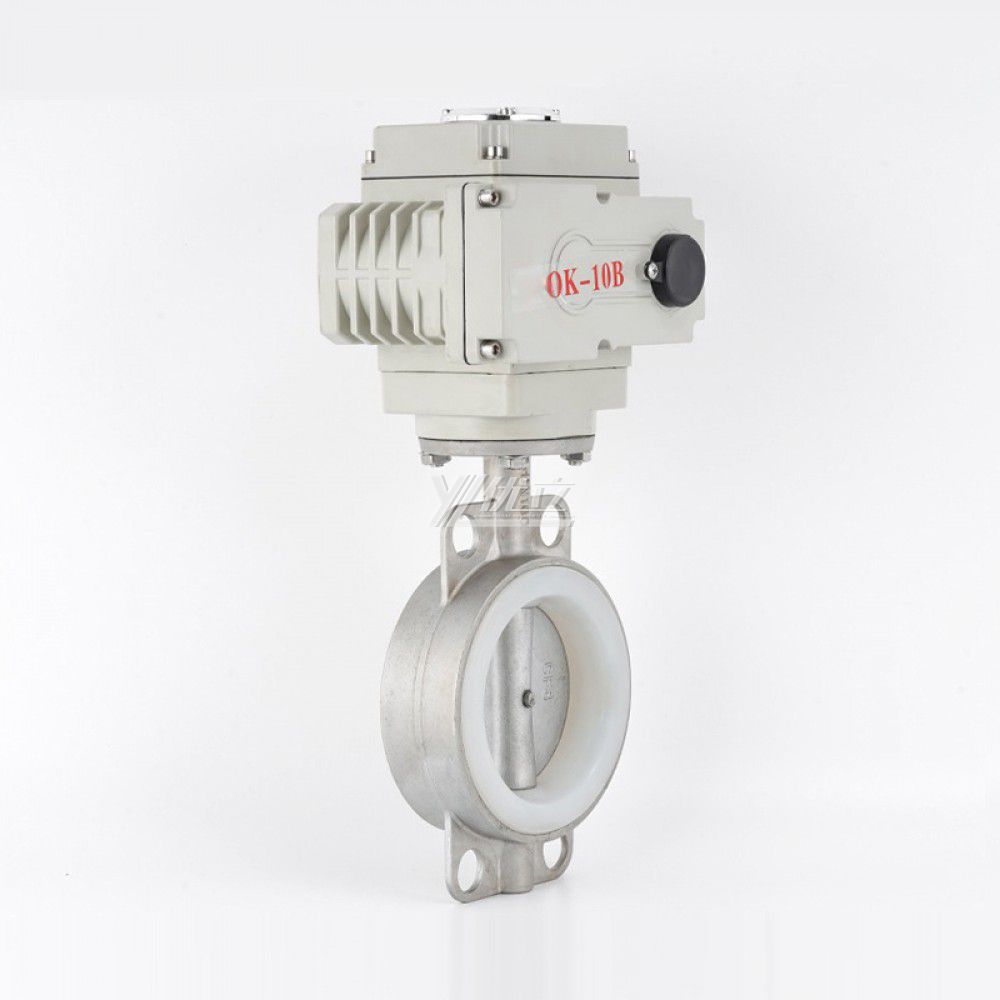 YOULI ANSI 150LB Stainless Steel 304 316 Cast Iron Silicone PTFE Water Motorized AC220V Electric Wafer Butterfly Valve
