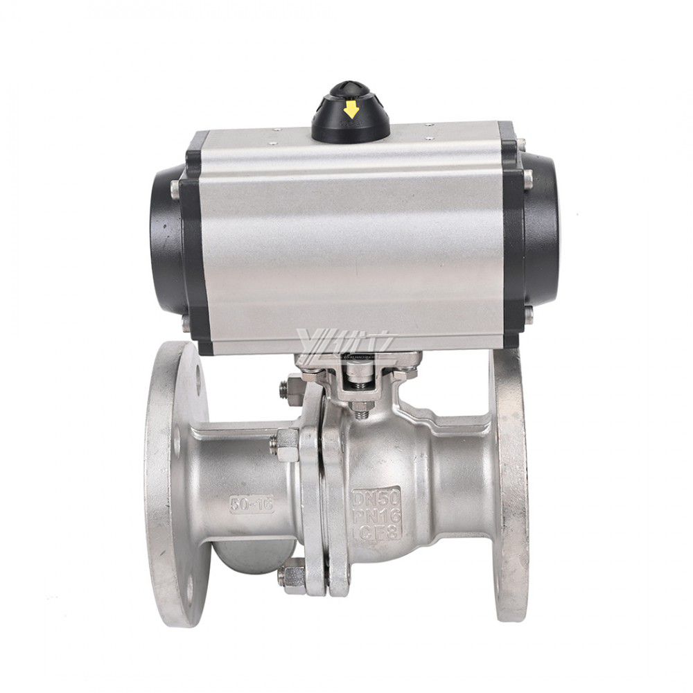 YOULI  High Temperature ANSI 150-300LB JIS 10K 304 316 Stainless Steel Pneumatic Actuator Flanged Ball Valve
