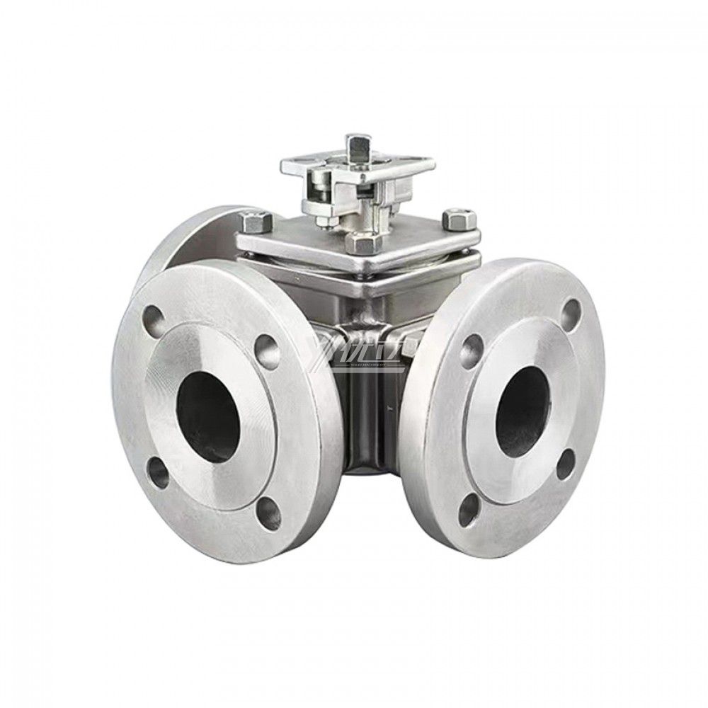 YOULI High Temperature ANSI 150LB 304 JIS 10K Stainless Steel 1.6mpa WCB Square Shape Flanged Three Way Ball Valve
