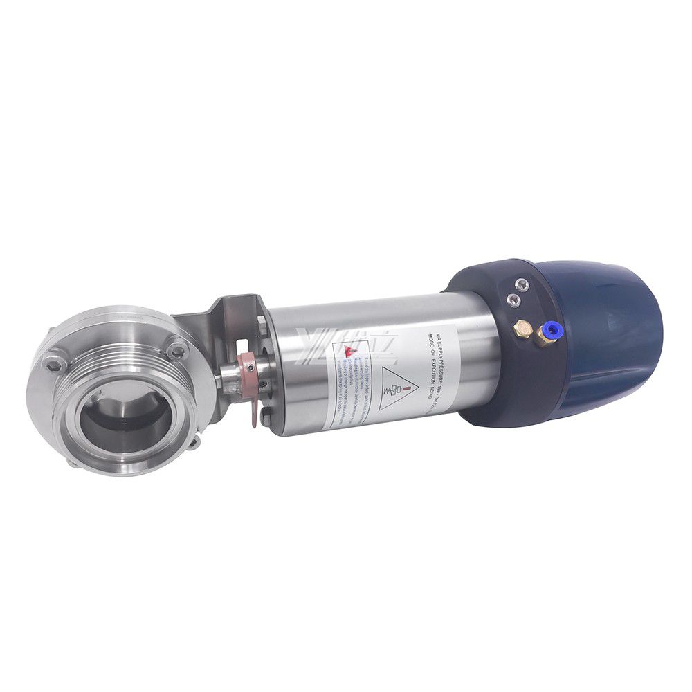 YOULI Hygienic Food Grade  Stainless Steel 304 316 Smart Head Complete Set Sanitary Male Pneumatic Threaded butterfly Valve