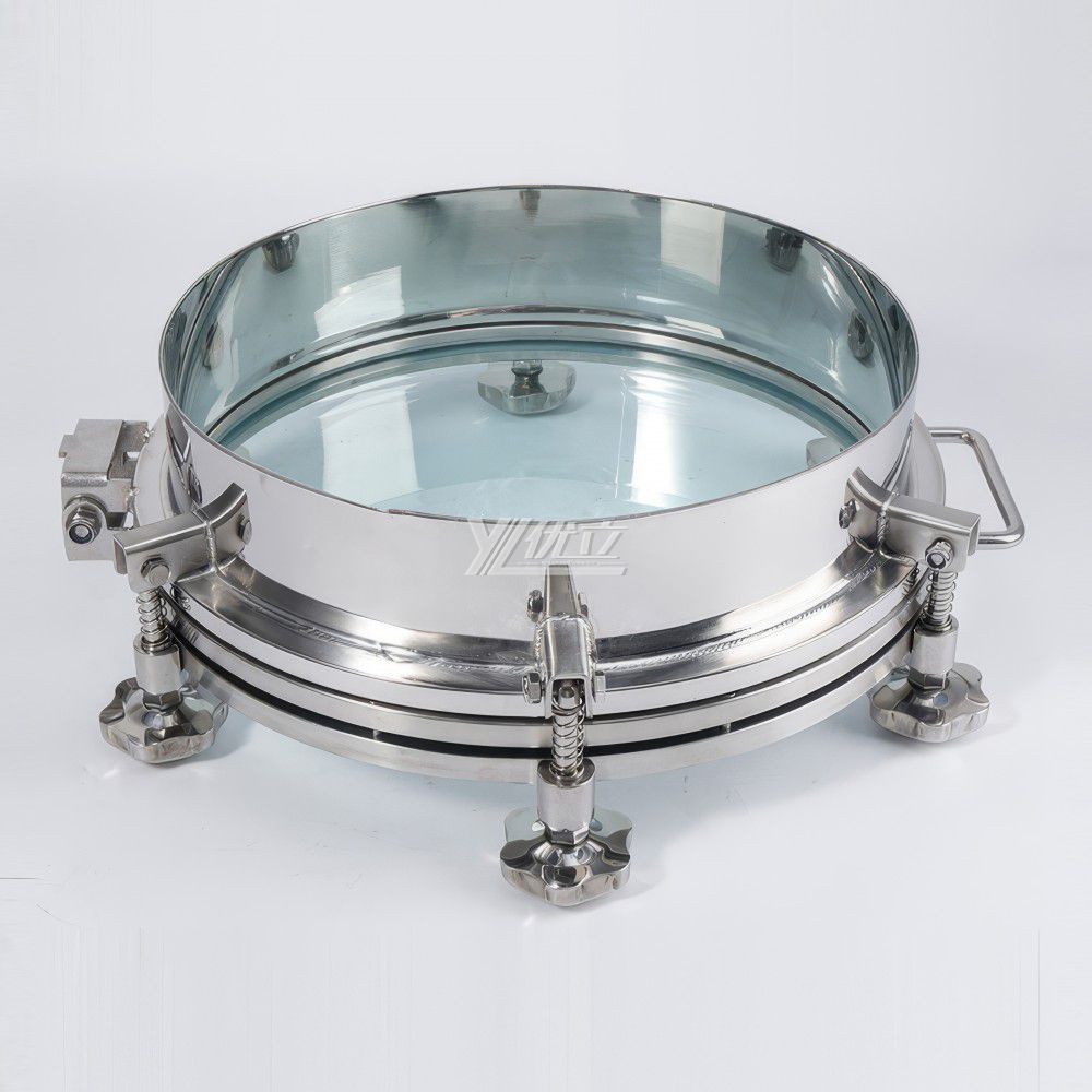 YOULI Hygienic Food Grade SS 304 316L Stainless Steel Full Sight Glass Pressure Tanks Sanitary Outward Manhole Round Manway