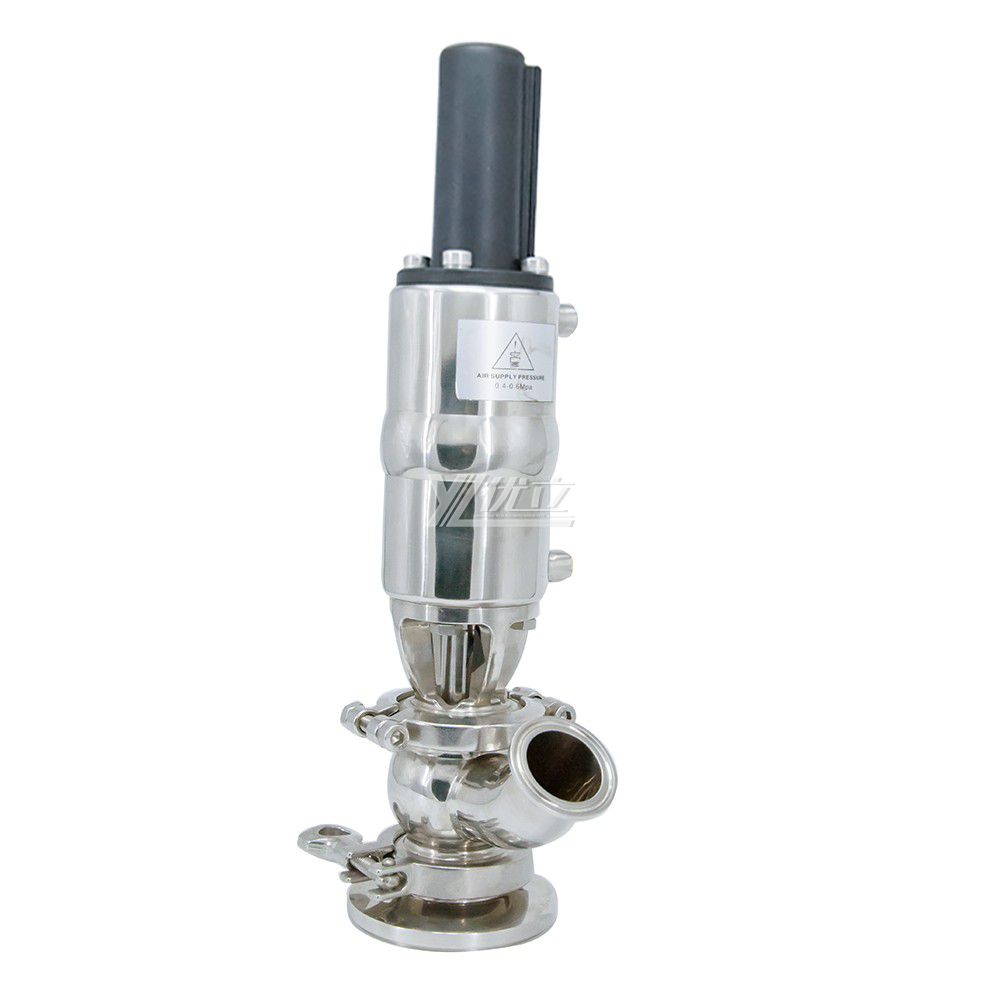 YOULI Hygienic Food Grade Sanitary Stainless Steel 304 316L  Pneumatic Elbow Type Clamped Tank Bottom Seat Valve