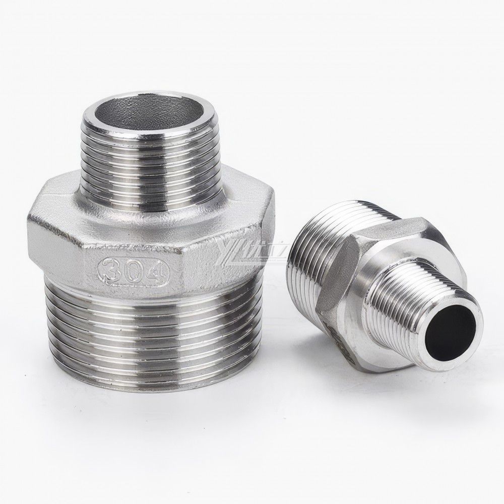 YOULI Stainless Steel 304 SS316L BSP NPT Pipe Fitting Reducing Hexagonal Double Male Threaded Ferrule
