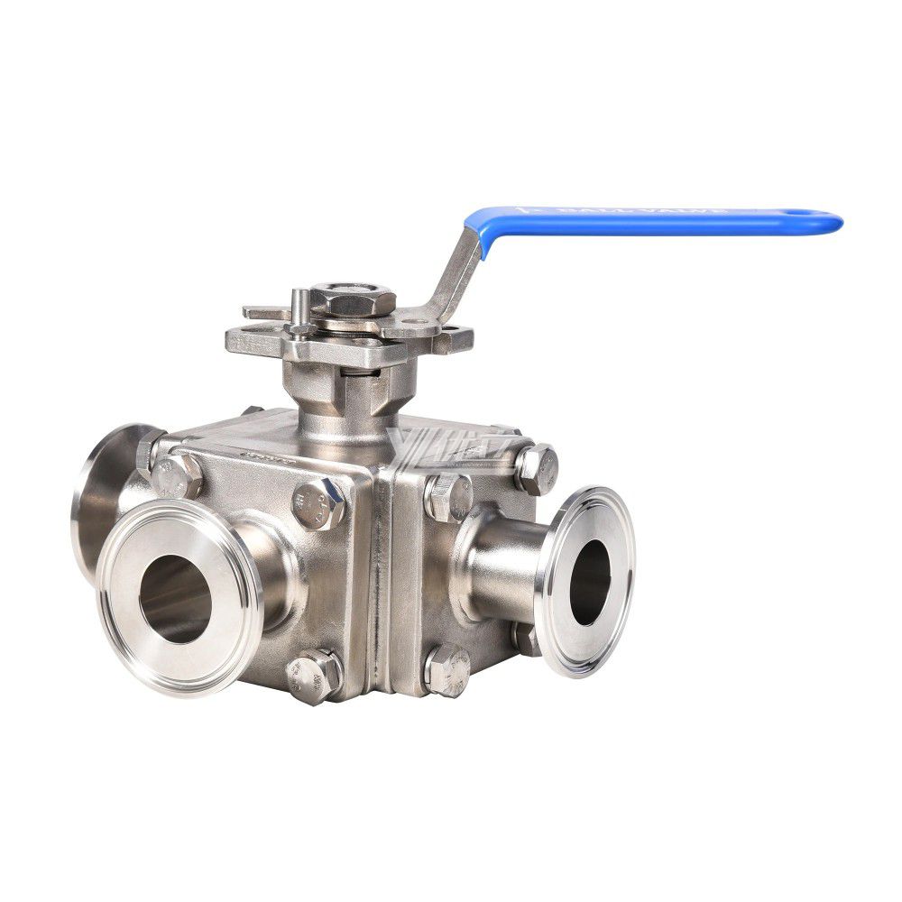 YOULI Hygienic Food Grade Stainless Steel 304 316L Non Retention Milk Beverage Sanitary Manual 3 Way Tri Clamped Ball Valve
