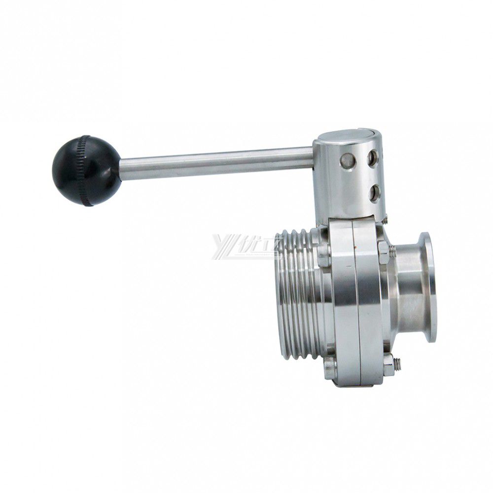 YOULI Hygienic Food Grade Stainless Steel 3A/SMS/DIN 304 316L Silicon Sanitary Manual Male Threaded Tri-clover Butterfly Valve