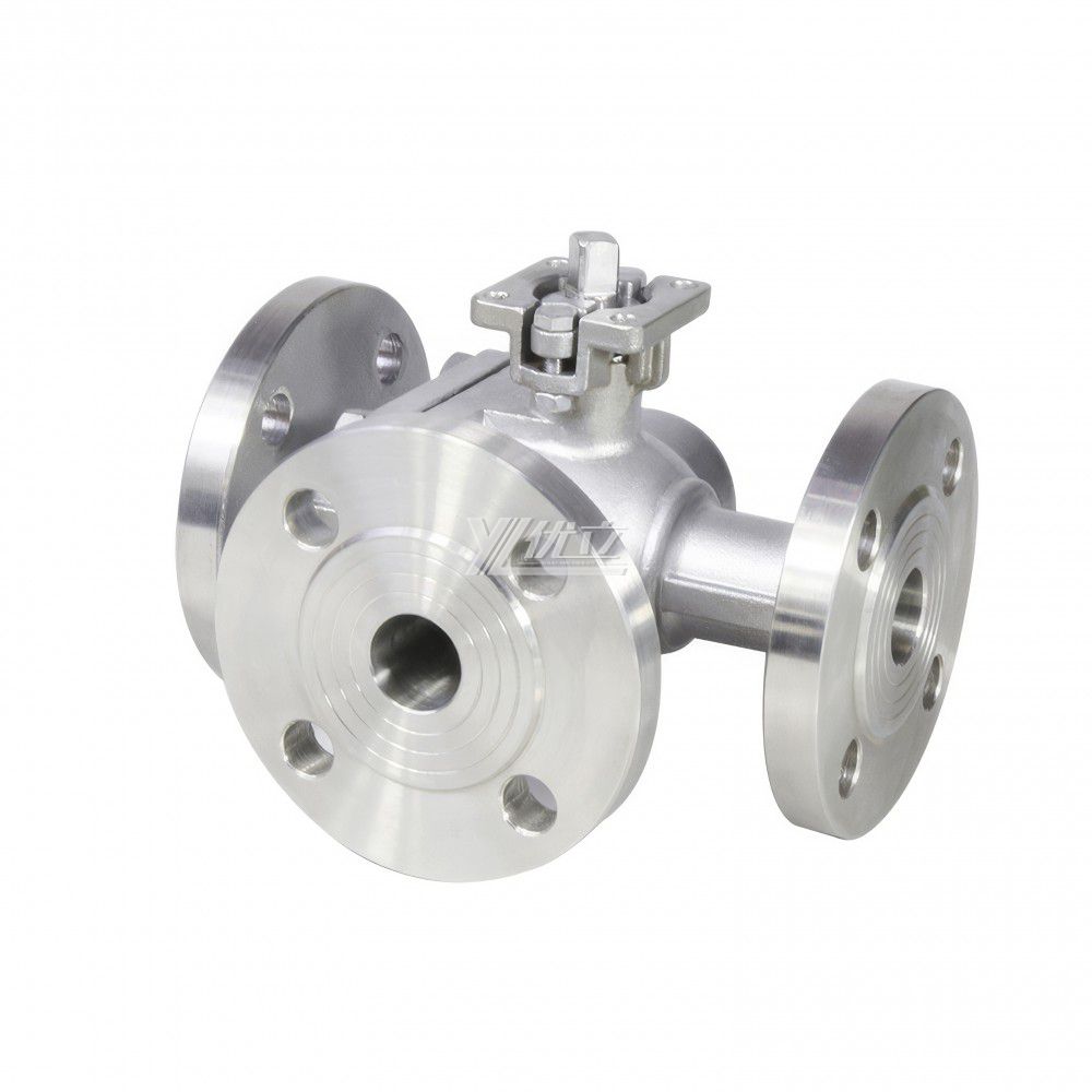 YOULI ISO 5211 Mounting Pad High Temperature ANSI 150LB  Stainless Steel 304 316 JIS 10K 1.6mpa Manual Flanged 3 Way Ball Valve