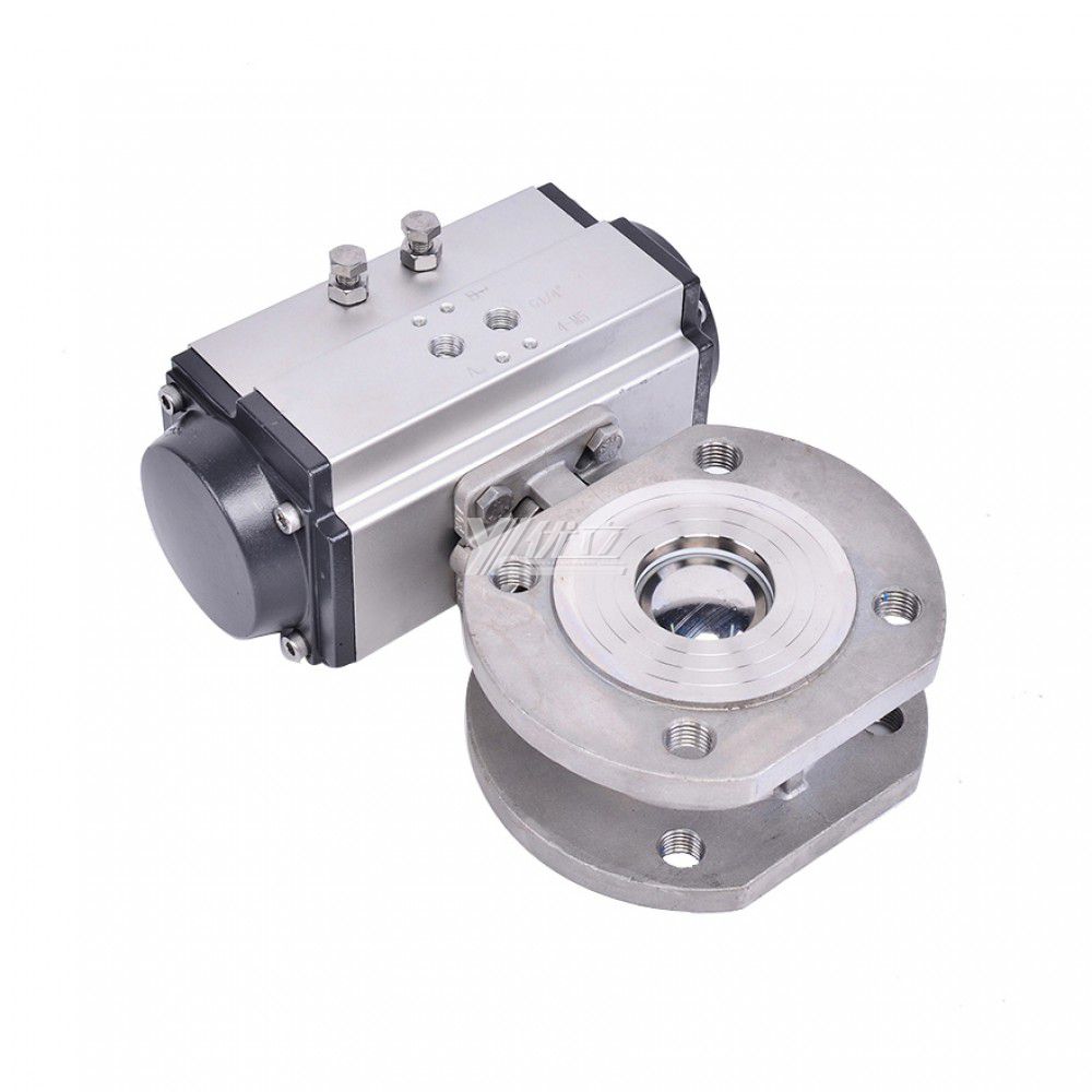 YOULI ANSI 150LB Jis 10k Pn16 304 316 Stainless Steel Flange Pneumatic Actuator Italy-type Thin Wafer Ball Valve