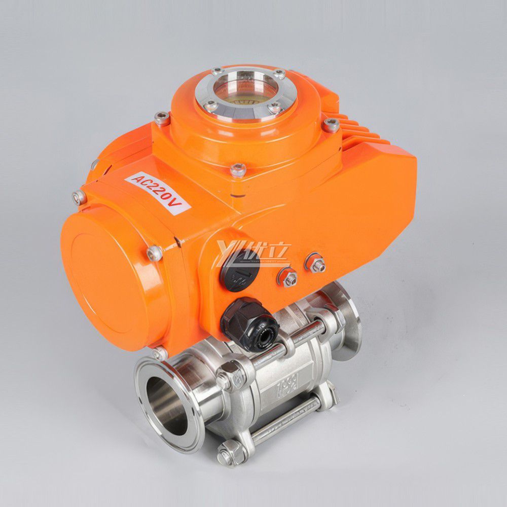 YOULI High Temperature 1.6mpa Stainless Steel 304 316  AC220V  3 Piece Motorized Electric Tri Clamped Ball Valve