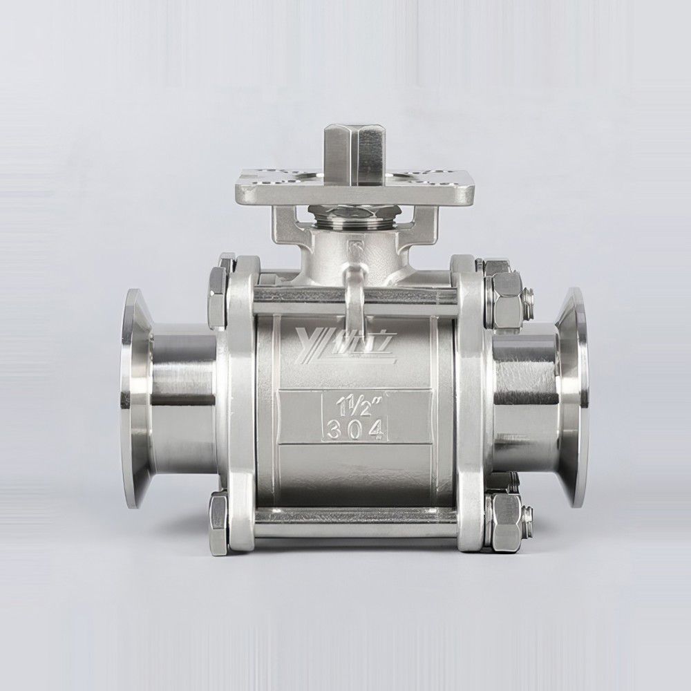 YOULI High Temperature ISO 5211 Mounting Pad Clamp 50.5mm  Pn16 Stainless Steel 304 316  Manual 3PC Tri Clamped Ball Valve