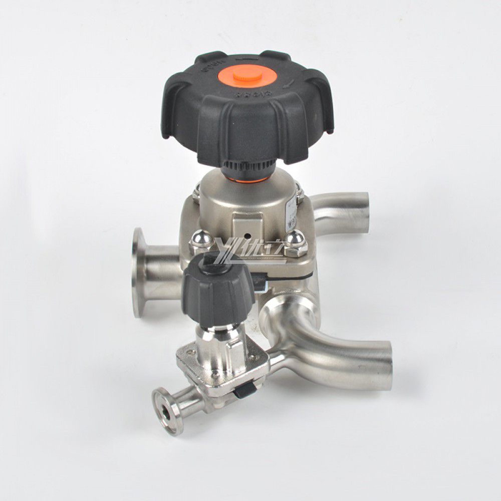 YOULI Hygienic Food Grade Sanitary Stainless Steel 316L with Sample U Type 3 Way Butt Welded Tri-Clamped Diaphragm Valve
