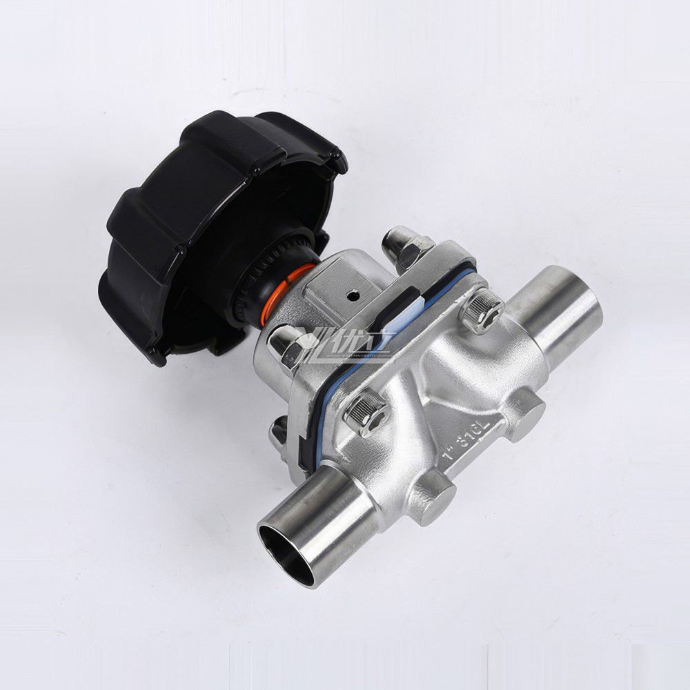 YOULI Hygienic Food Grade Sanitary Stainless Steel 316L Membrane Medicine Manual Straight Butt Welded Diaphragm Valve