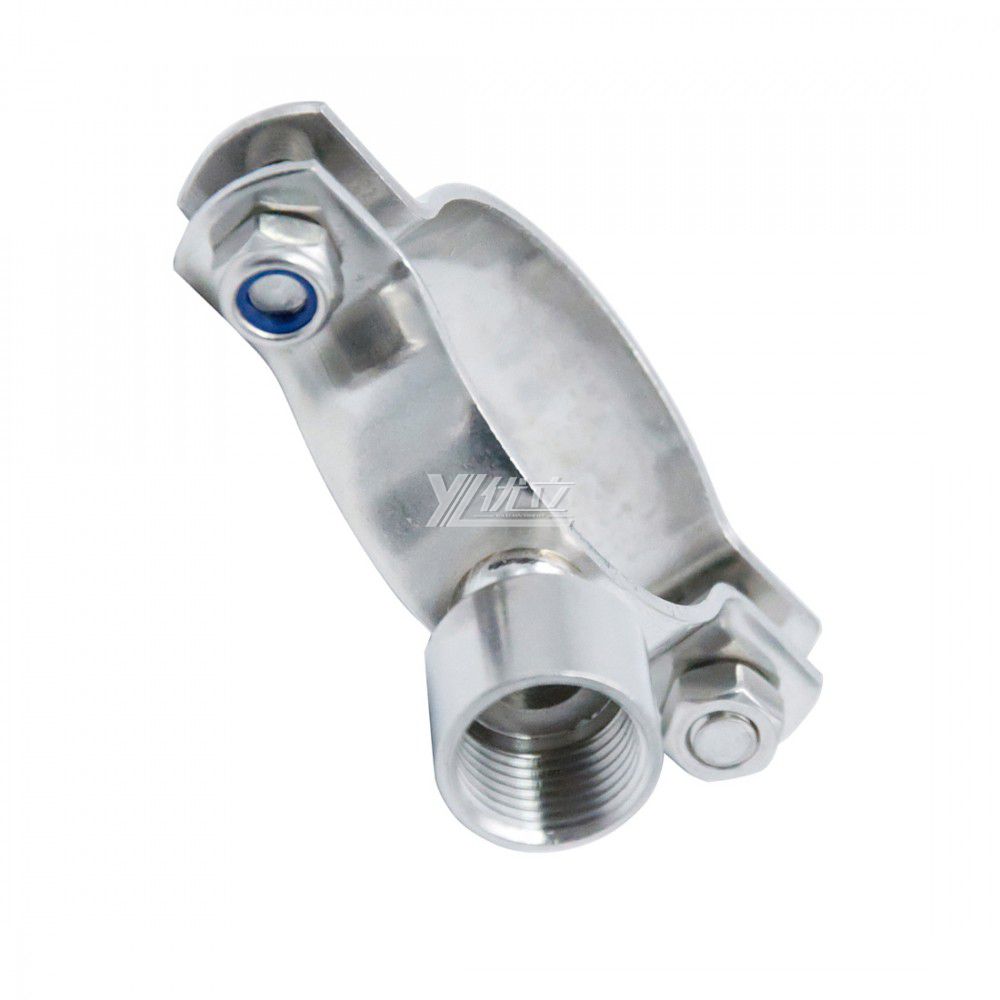 YOULI Sanitary Pipe Fittings Ube Hex Pipe Holder Stainless Steel 304 With Short Handle Bar H2M M10 Female Thread Round Pipe Holder