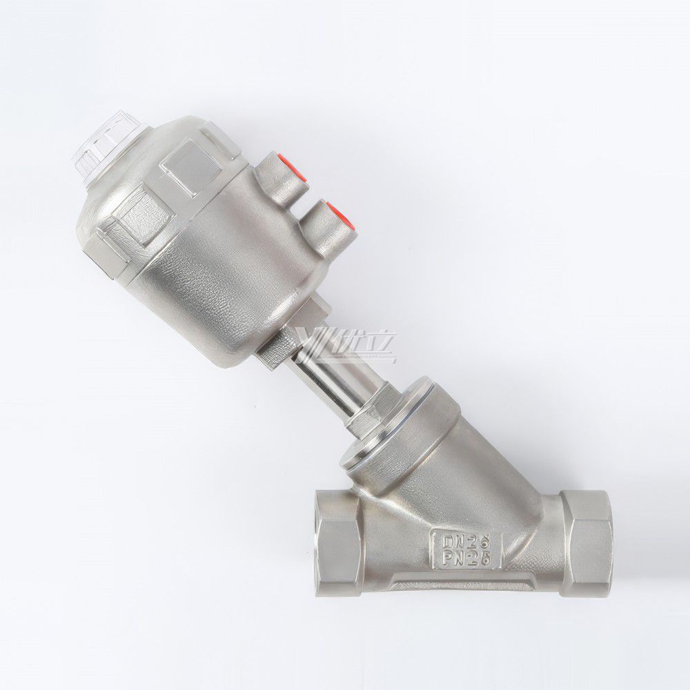 YOULI Premium High Temperature 1.6mpa 304 316 BSP NPT Stainless Steel Head Pneumatic Female Threaded Angle Seat Valve